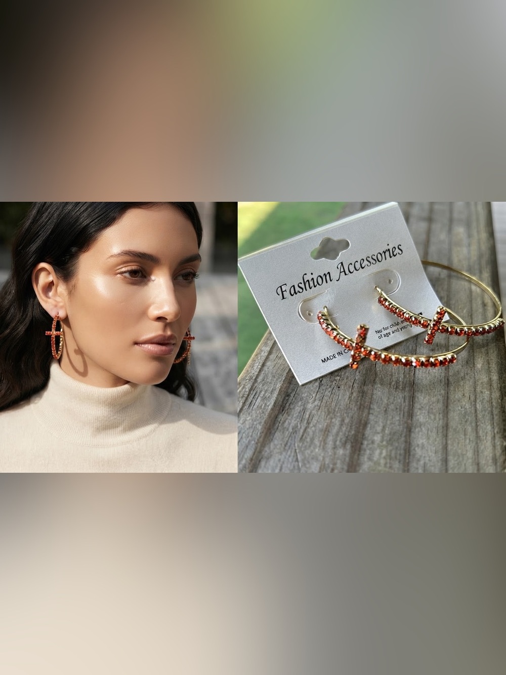 Orange Cross Earrings